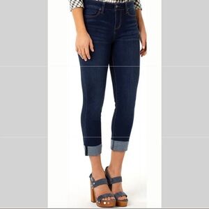 Liverpool Crop Rolled Hem Blue Jeans Size 8P